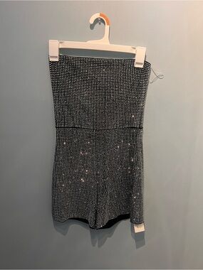 Black & White silver Rhinestone Romper